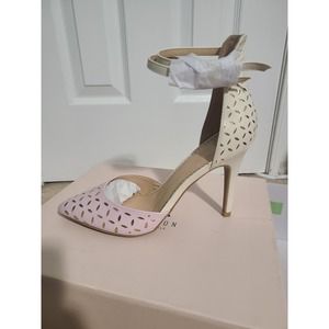 Madison Shoedazzle Heels Pink Beige Cream Pumps Strappy 9.5 NIB